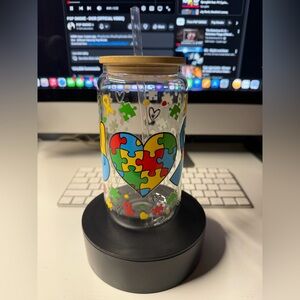 Colorful Puzzle Heart Tumbler